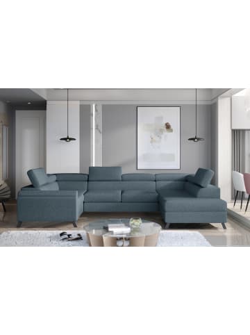 MF Design Esco Recamiere Rechts in Blau -  (L) 200 x (B) 336 x (H) 92 cm
