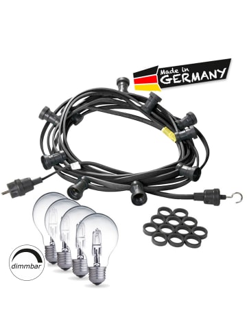 SATISFIRE Garten Party Lichterkette Illu 60x dimmbare Halogenlampe 40m schwarz