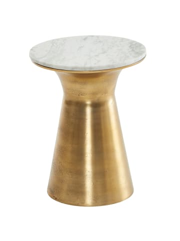 KADIMA DESIGN Beistelltisch | Marmor Weiß, 35x35x45cm, Gold, Rund