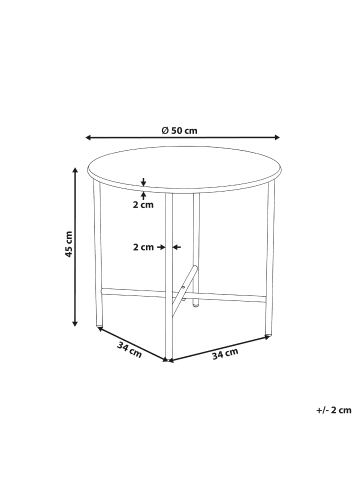 Beliani Beistelltisch OVARO in Beige - (W) 50 x (H) 45 x (L) 50 cm