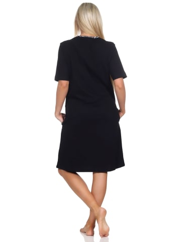 NORMANN Kurzarm Nachthemd Tiermotiv Übergrössen - 85490 in schwarz