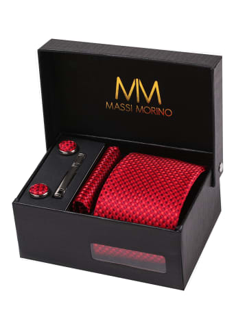 Massi Morino  Krawatten-Set in rot kariert