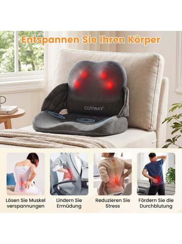 COSTWAY Massagesitzauflage mit Wärmefunktion in Grau