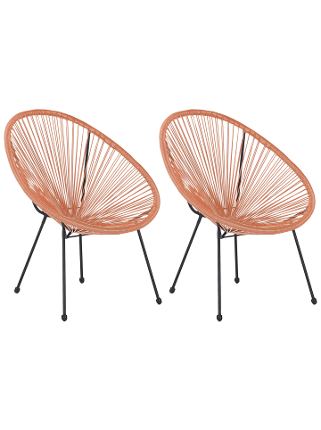 Beliani 2er-Set Cocktailsessel ACAPULCO II in Orange/Schwarz