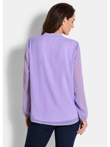 GOLDNER Kurzgröße:  Elegante Jersey-Bluse mit Rundhals in flieder