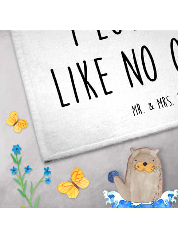 Mr. & Mrs. Panda Handtuch Otter Hände halten mit Spruch in Weiß