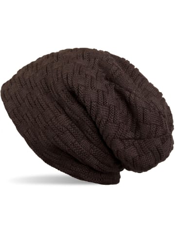 styleBREAKER Feinstrick Beanie Mütze in Dunkelbraun