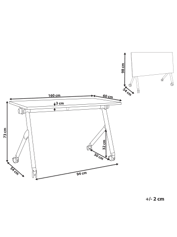 Beliani Zusammenklappbarer Schreibtisch BENDI in Braun/Schwarz