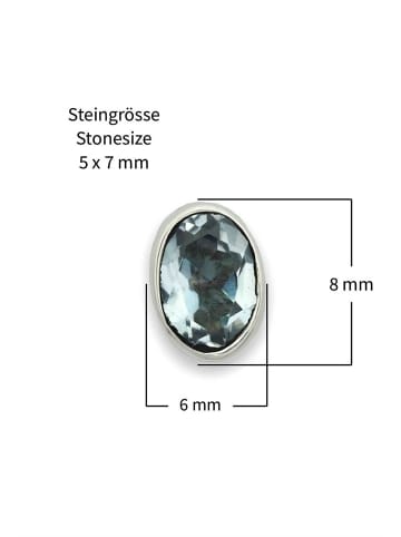 mantraroma 925er Silber - Ohrstecker (L) 8 x (B) 6 mm mit Blau Topas facettiert