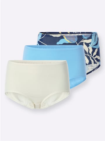 Sieh an! Taillenslip in dunkelblau-bedruckt + aqua + champagner