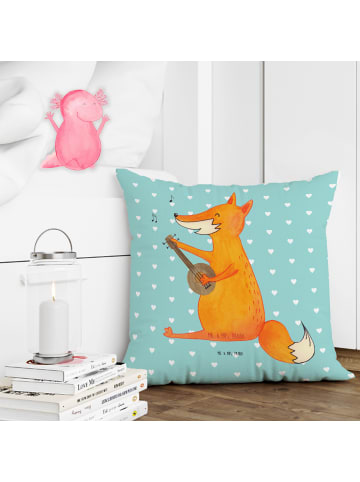 Mr. & Mrs. Panda Kissen für Sofa Fuchs Gitarre ohne Spruch in Türkis Pastell