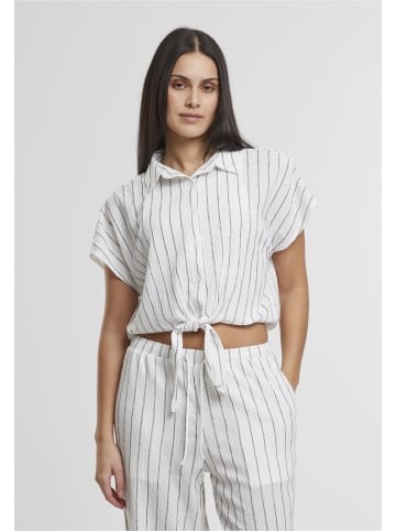 Urban Classics Urban Classics Ladies Structured Striped Tied Blouse in offwhite/black