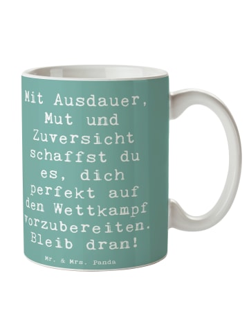 Mr. & Mrs. Panda Kaffeebecher Spruch Wettkampfvorbereitung meist... in Meeresbrise