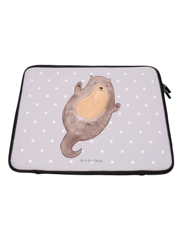 Mr. & Mrs. Panda Laptop Tasche Otter Umarmen ohne Spruch in Grau Pastell
