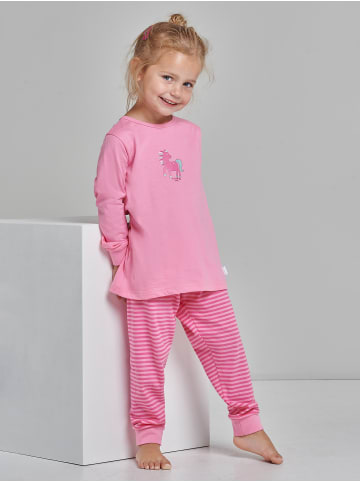 Schiesser Langer Schlafanzug Basic Kids in Rosa