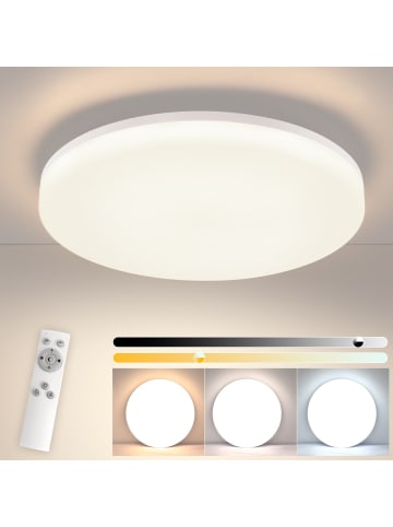 ZMH LED Deckenleuchte in weiß Ø22CM rund Dimmbar 18W IP54 Flurlampe