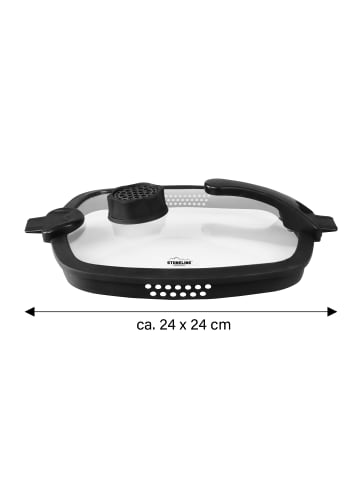 Stoneline Sieb Deckel eckig 24 cm, Silikonrand, Filterfunktion | SMELL WELL in Anthrazit