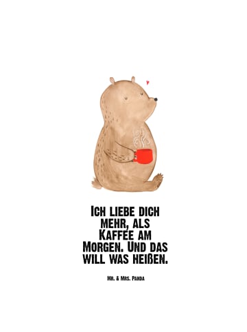 Mr. & Mrs. Panda Trinkflasche Bär Morgenkaffee mit Spruch in Weiß