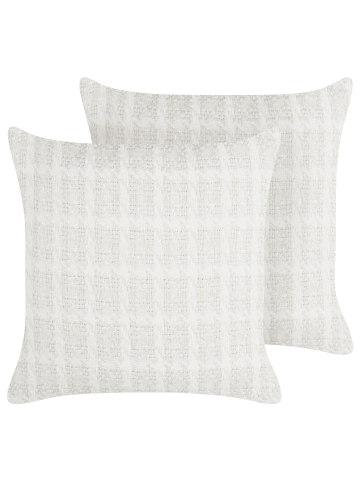 Beliani 2er-Set Dekokissen DOURIS in Beige/Weiß