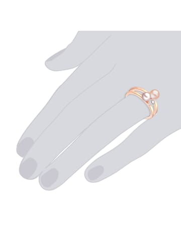 Lulu & Jane Perlen-Ring Sterling Silber Süßwasser-Zuchtperle in roségold