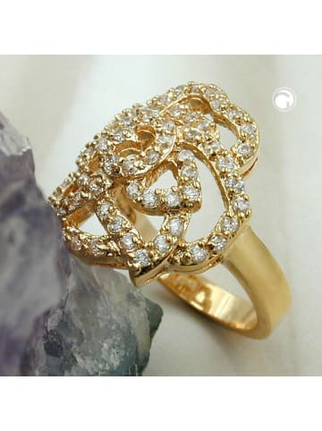 Gallay Ring mit weißen Zirkonias mit 3 Mikron vergoldet Ringgröße 58 in gold