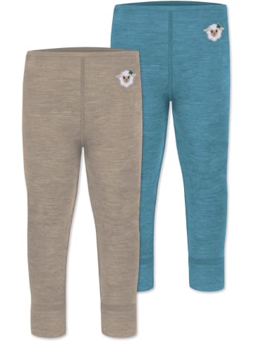Normani Outdoor Sports 2er Pack Baby Merino Hose Tutira in Beige/Blau