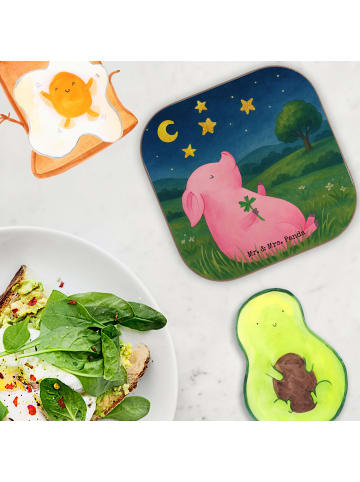 Mr. & Mrs. Panda Untersetzer Schwein Glück Design ohne Spruch in Weiß