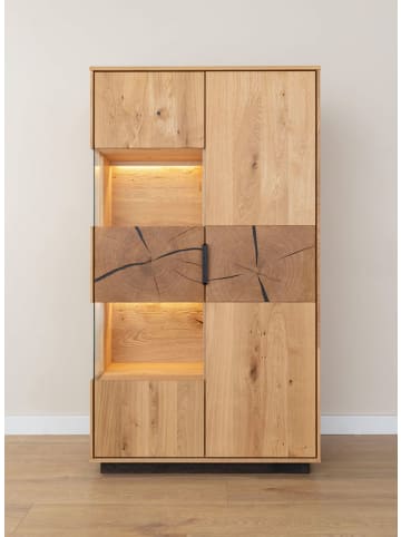 Feldmann-Wohnen Vitrine Tirano Eiche Natur / Hirnholz 83 / 39 / 147cm