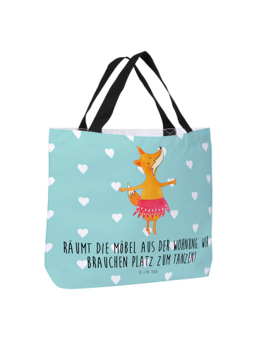 Mr. & Mrs. Panda Tote Bag Fuchs Ballerina mit Spruch in Türkis Pastell