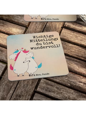 Mr. & Mrs. Panda Tischuntersetzer Einhorn Mitteilung Design mit ... in Weiß