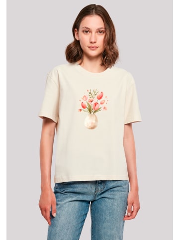 F4NT4STIC Tee Rosa Frühlingsblumenstrauß in Vase in Whitesand