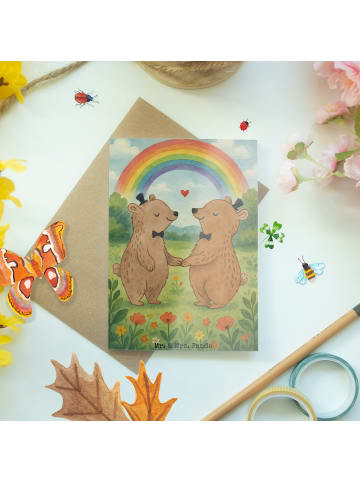 Mr. & Mrs. Panda neujahrskarte Bären Gay Pride Design ohne Spruch in Weiß