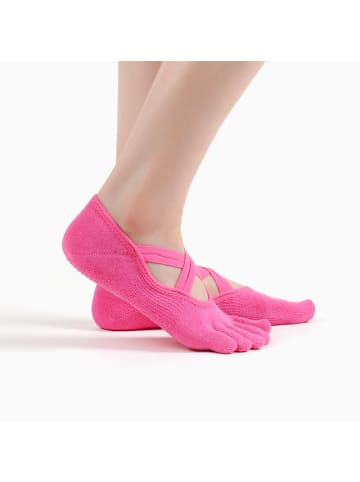 MUNADUNA Yoga-Zehensocken mit Doppelkreuz in Rosa