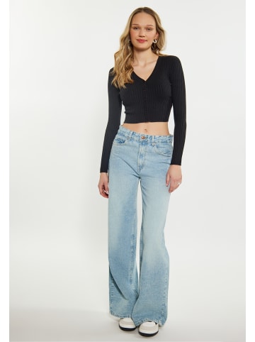 myMo Damen Cropped Cardigan in SCHWARZ