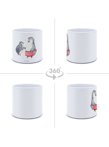 Mr. & Mrs. Panda Blumenübertopf Pinguin mit Kind ohne Spruch in Weiß