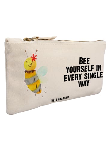 Mr. & Mrs. Panda Schminktasche Biene Blume mit Spruch in Weiß