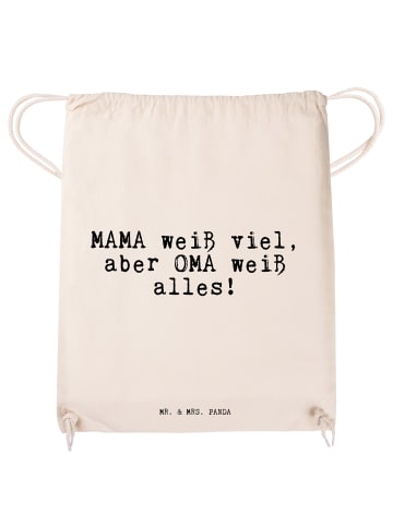 Mr. & Mrs. Panda Gymnastiktasche MAMA weiß viel, aber... mit Spruch in Creme