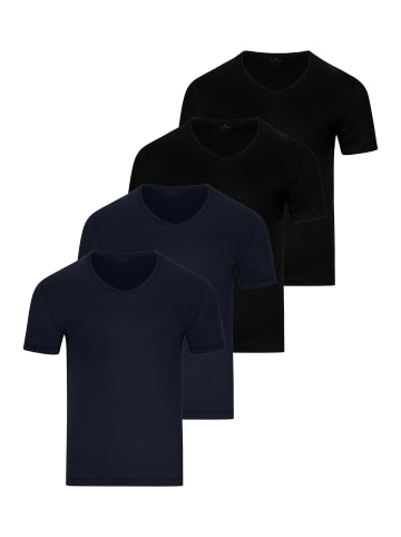 Ragman Unterhemd / Shirt Kurzarm Basic in Schwarz / blau