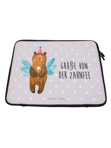 Mr. & Mrs. Panda Laptophülle Bär Zahnfee mit Spruch in Grau Pastell