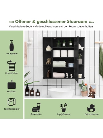COSTWAY Badezimmerspiegelschrank in Schwarz