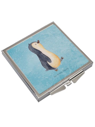 Mr. & Mrs. Panda Handtaschenspiegel quadratisch Pinguin marschie... in Eisblau
