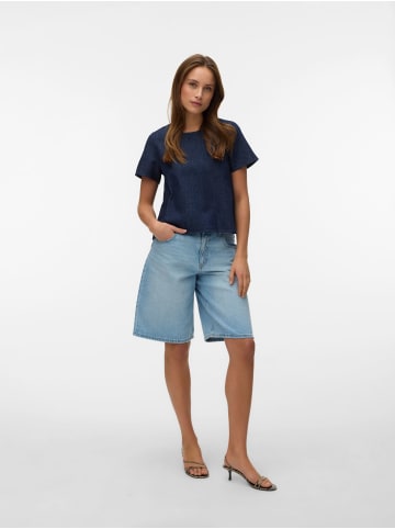Vero Moda Bluse VMKIRSTIN SS DENIM TOP in Dark Blue Denim