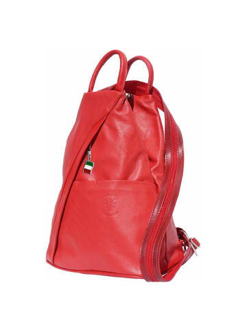 Florence Florence Cityrucksack, Schultertasche Leder rot ca. 26cm breit