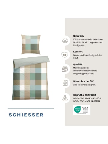 Schiesser Feinbiber-Bettwäsche-Set Travis in Grün