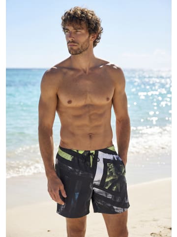 John Devin Badeshorts in schwarz-lime