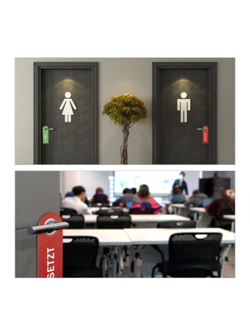 relaxdays 10 x Türschild "Besetzt Frei" in Rot/ Grün