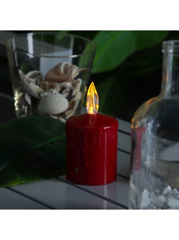 MARELIDA LED Mini Kerze Grabkerze für Laternen mit Sensor H: 11,5cm in rot