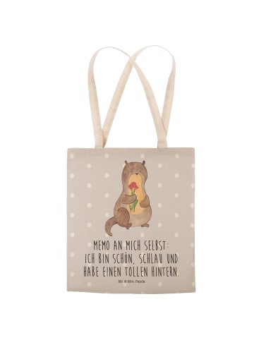 Mr. & Mrs. Panda Stofftasche Otter Blumenstrauß mit Spruch in Grau Pastell