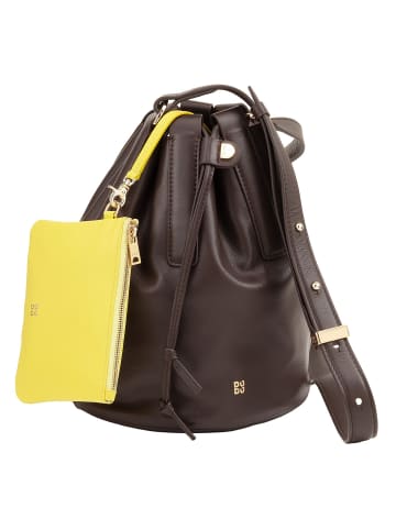 DuDu Filicudi Beuteltasche Leder 19 cm in coffee brown