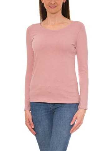 Alkato Alkato Damen Langarm Shirt mit O-Ausschnitt in beige
